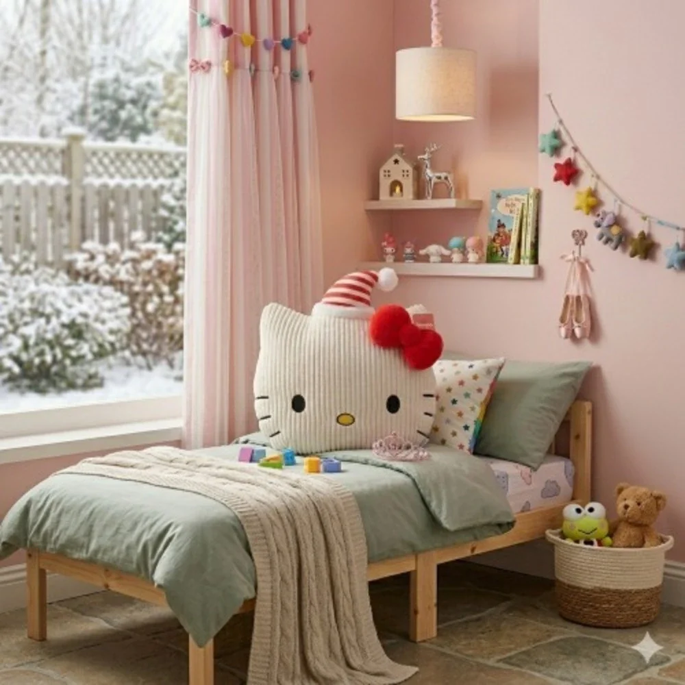 Festive Hello‎ Kitty Santa Pillow – Plush Holiday Red/White Accent